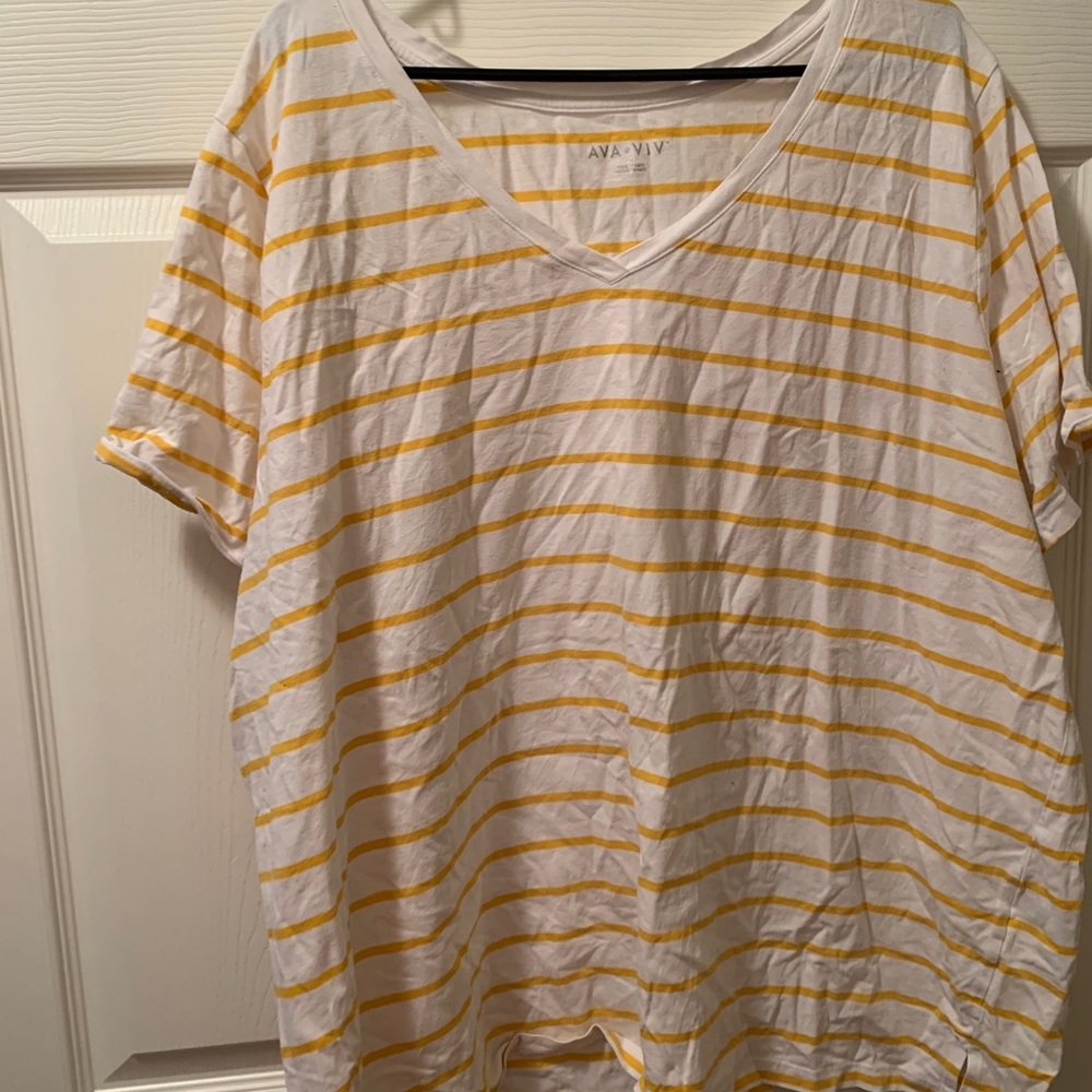 Ava & Viv yellow and white striped tee